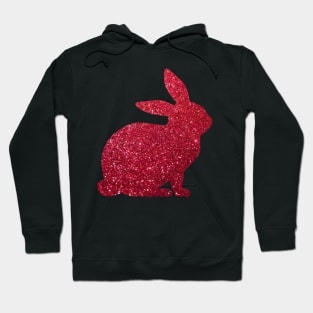 Red Faux Glitter Easter Bunny Hoodie